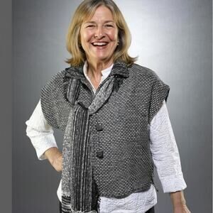 Dahlia Popovits Handmade Handwoven Cardigan‎ Wearable Art Lagenlook Black White